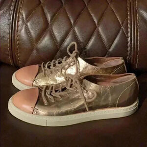 Buttero Women’s gold leather high end sneakers.